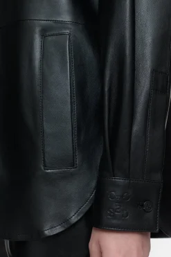 Closed Leather overshirt Black Outlet