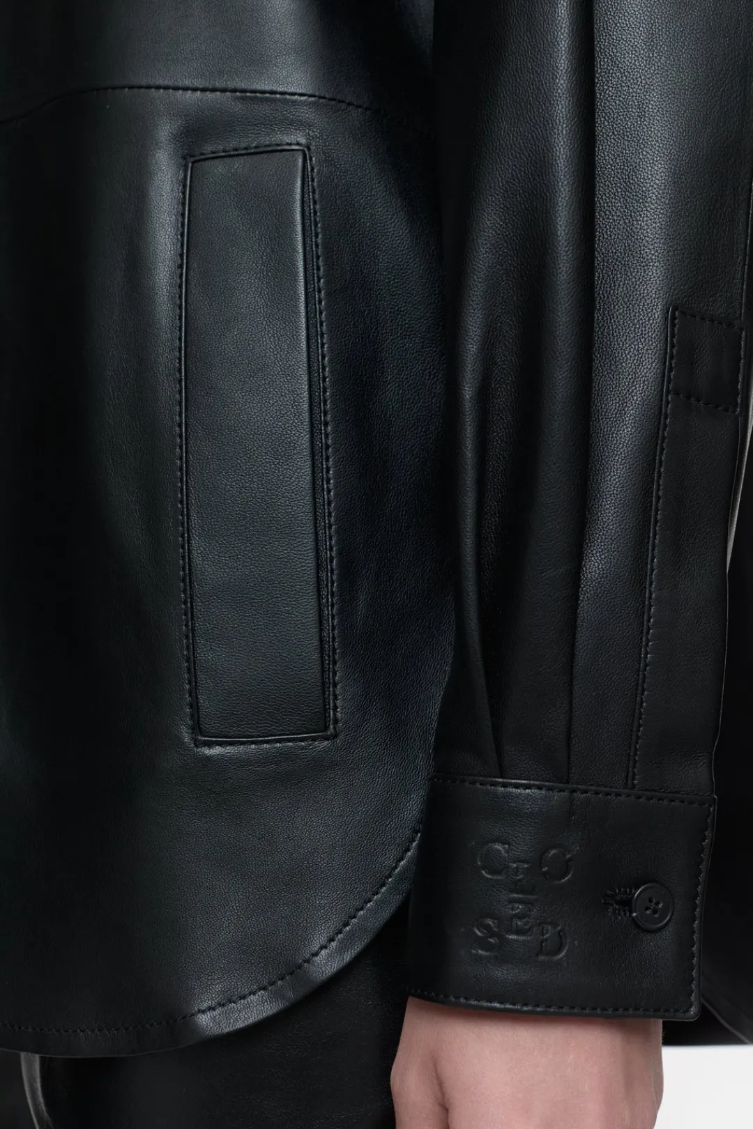 Closed Leather overshirt Black Outlet