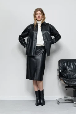 Closed Leather pencil skirt Black Discount