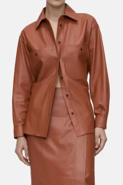 Closed Leather shirt Ferro brown Online