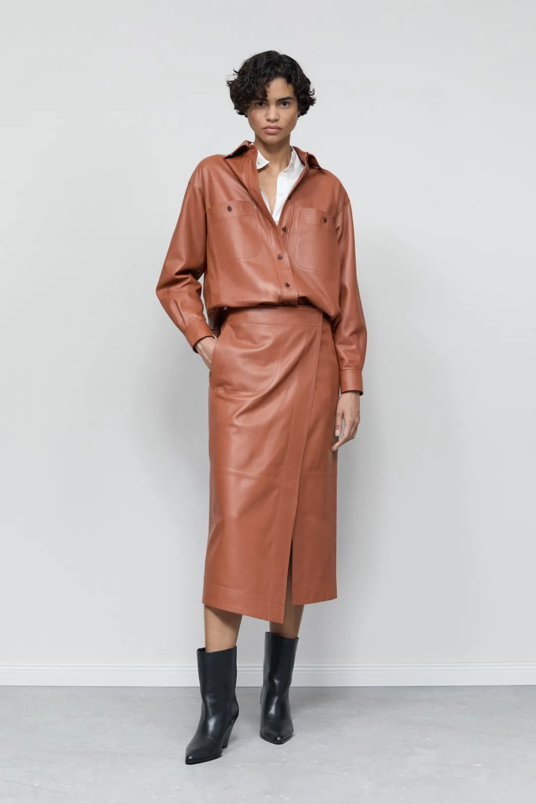 Closed Leather skirt Ferro brown Discount