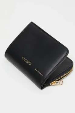Closed Leather wallet small Black New