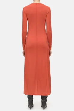 Closed Long jersey dress Aperol red Outlet