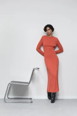 Closed Long jersey dress Aperol red Outlet