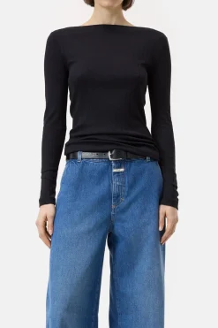 Closed Long-sleeved shirt in a modal blend Black Discount