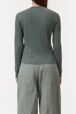 Closed Long-sleeved shirt in a wool-silk blend Faded green Sale