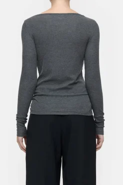 Closed Long-sleeved shirt in cashmere blend Dark grey melange Clearance