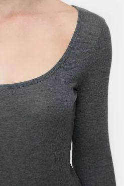 Closed Long-sleeved shirt in cashmere blend Dark grey melange Clearance