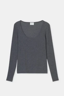 Closed Long-sleeved shirt in cashmere blend Dark grey melange Clearance