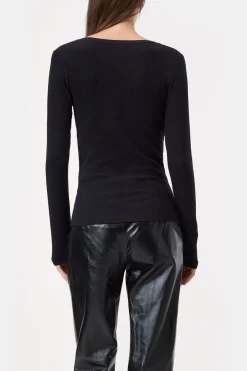 Closed Long-sleeved shirt with V-neck Black Best