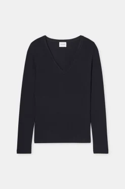 Closed Long-sleeved shirt with V-neck Black Best