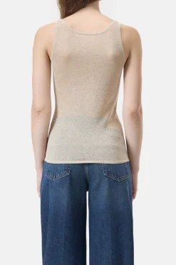 Closed Lurex knitted top Pearl beige Clearance
