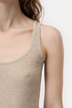 Closed Lurex knitted top Pearl beige Clearance