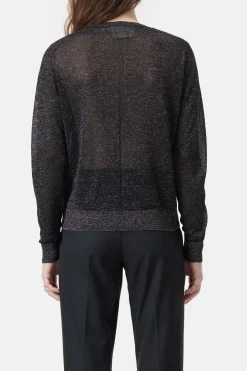 Closed Lurex round neck jumper Black Sale