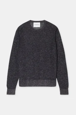 Closed Lurex round neck jumper Black Sale