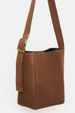 Closed Medium Leather Bag Arabica espresso Discount