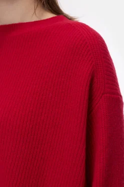 Closed Merino wool jumper Chili pepper red Clearance