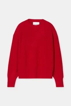 Closed Merino wool jumper Chili pepper red Clearance
