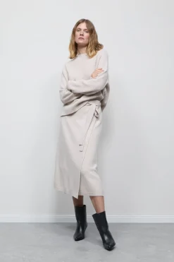 Closed Merino wool wrap skirt Pearl beige Outlet