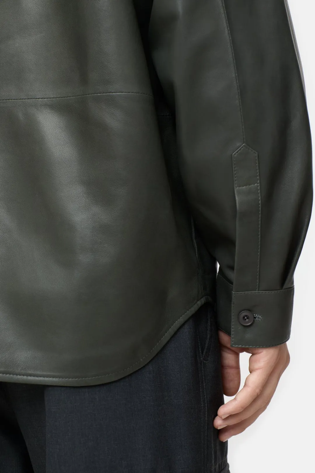 Closed Nappa leather shirt Tapenade grey Online