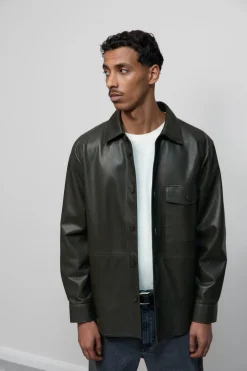 Closed Nappa leather shirt Tapenade grey Online