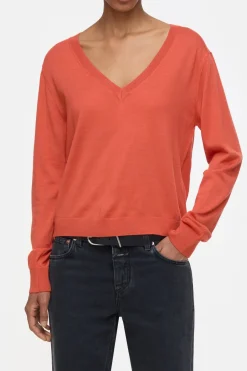 Closed Organic wool fine knit jumper Aperol red Sale