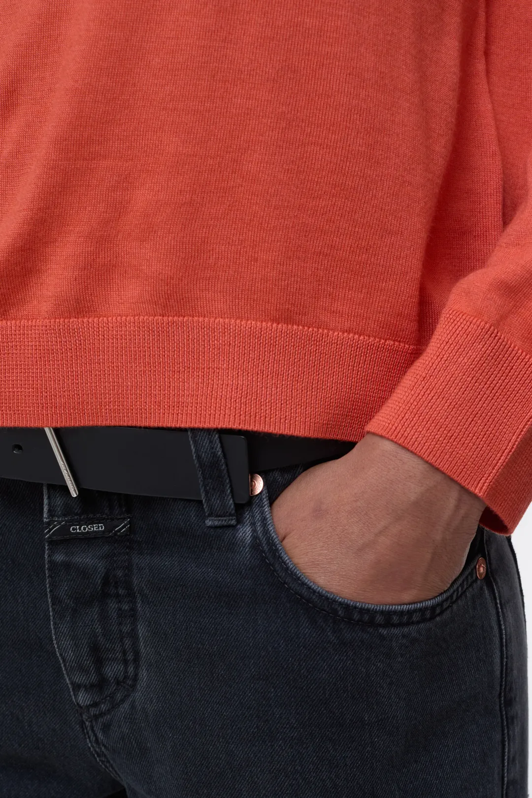 Closed Organic wool fine knit jumper Aperol red Sale
