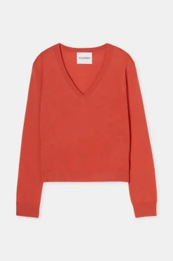 Closed Organic wool fine knit jumper Aperol red Sale
