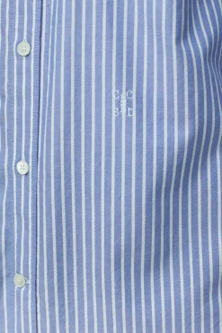 Closed Oxford shirt with stripes Ocean blue Sale