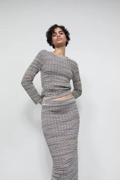 Closed Patterned knitted skirt Heritage grey Outlet