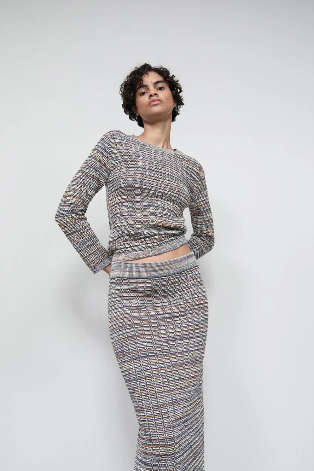 Closed Patterned knitted skirt Heritage grey Outlet