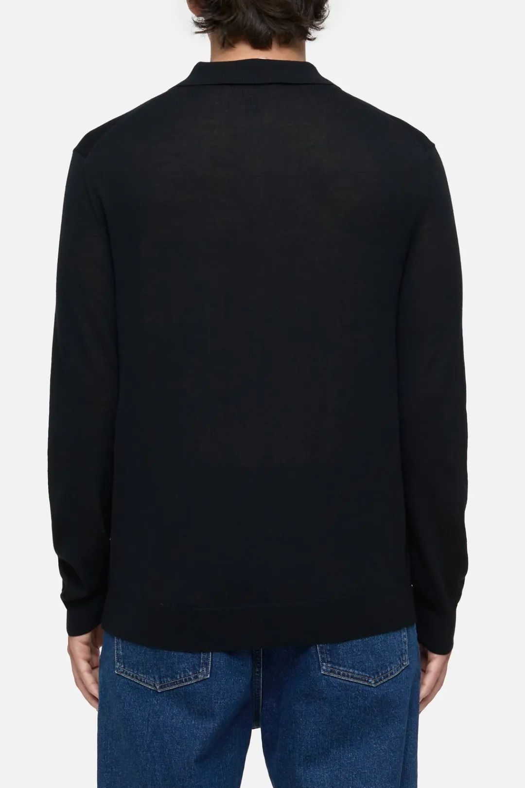 Closed Polo jumper made from organic wool Black Online