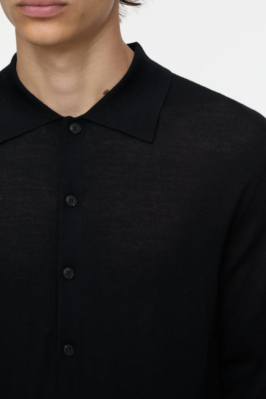 Closed Polo jumper made from organic wool Black Online