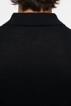 Closed Polo jumper made from organic wool Black Online
