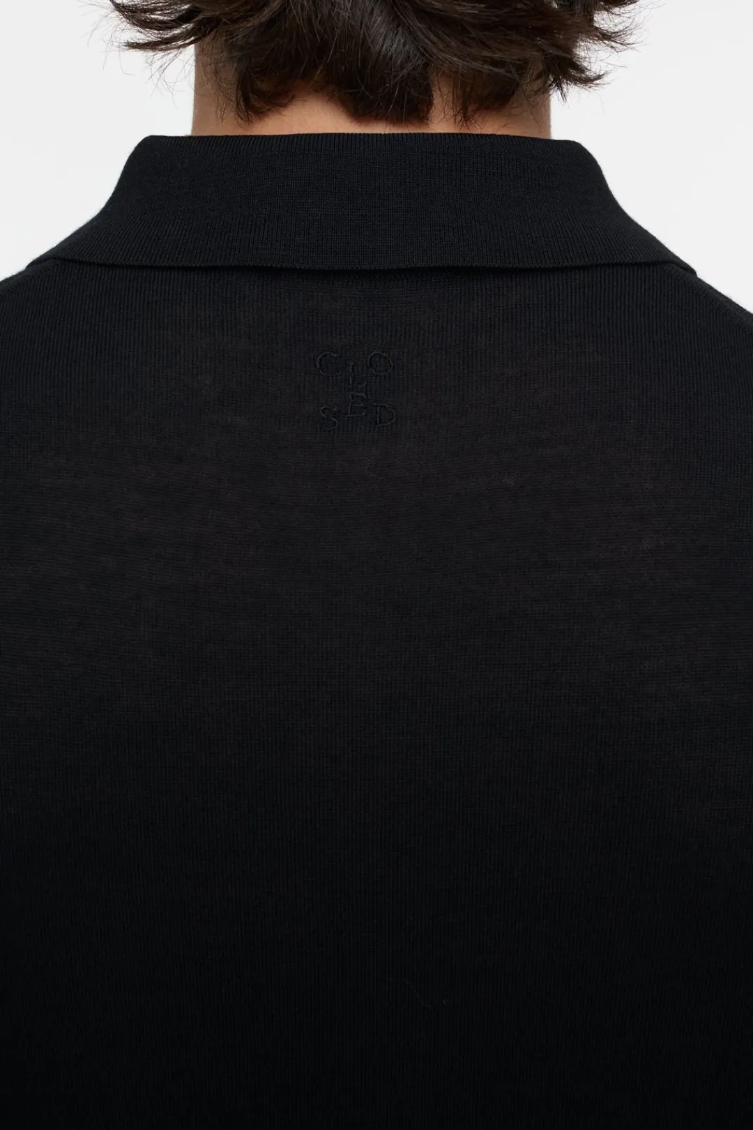 Closed Polo jumper made from organic wool Black Online