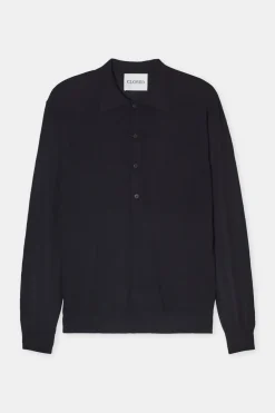 Closed Polo jumper made from organic wool Black Online