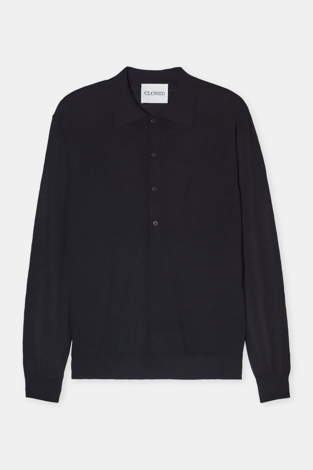 Closed Polo jumper made from organic wool Black Online