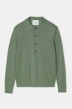 Closed Polo jumper made from organic wool Eucalyptus Online