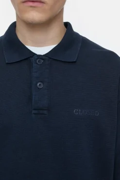 Closed Polo jumper made from pure organic cotton Smokey blue Sale