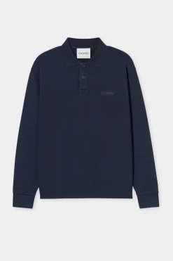 Closed Polo jumper made from pure organic cotton Smokey blue Sale