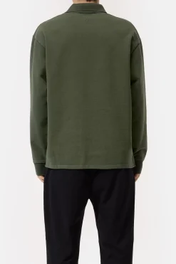Closed Polo jumper made from pure organic cotton Olive green Outlet