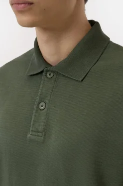 Closed Polo jumper made from pure organic cotton Olive green Outlet