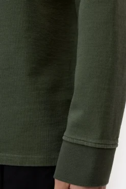 Closed Polo jumper made from pure organic cotton Olive green Outlet