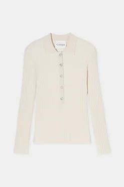 Closed Polo long-sleeved shirt Raw silk Best