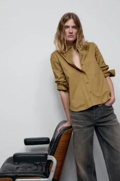 Closed Poplin blouse Tullamore brown