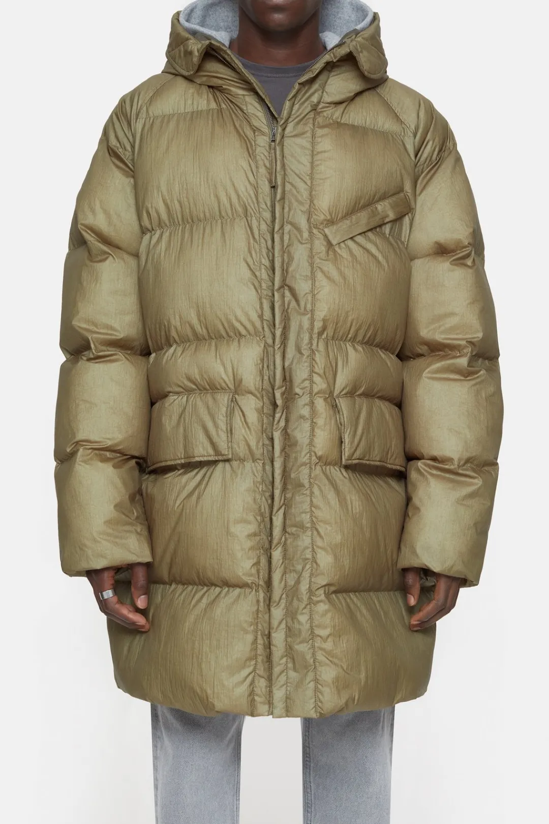 Closed Puffer Coat industrial green