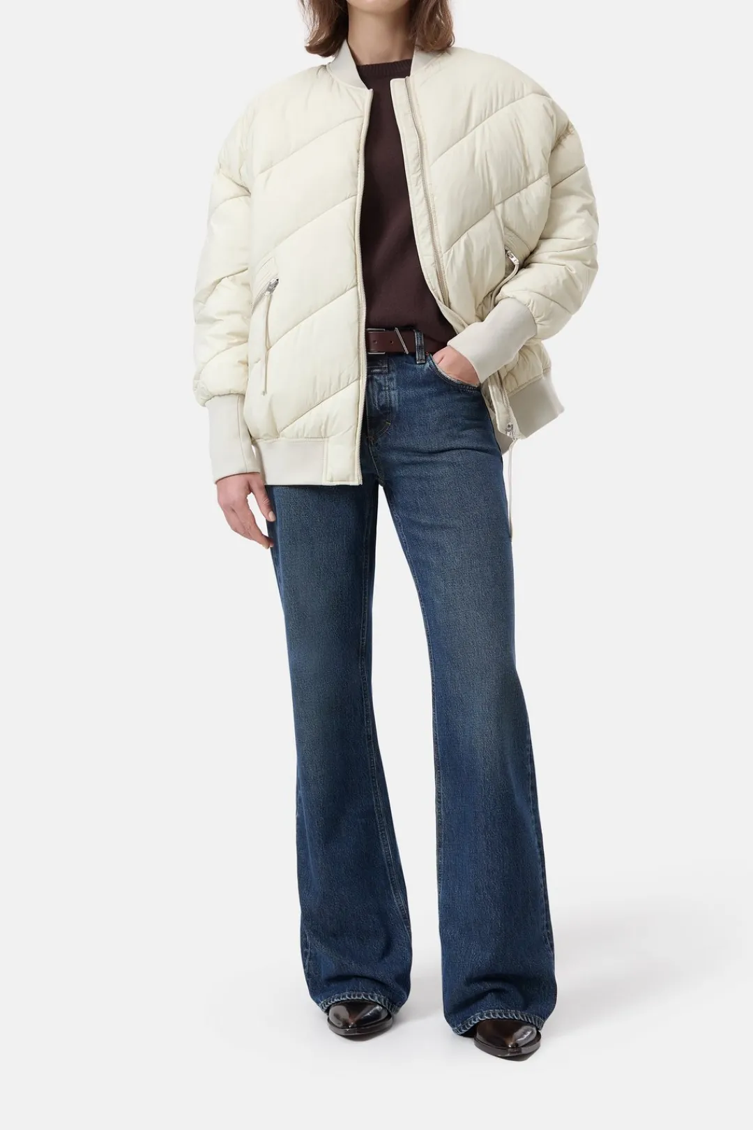 Closed Quilted bomber jacket Shortbread beige