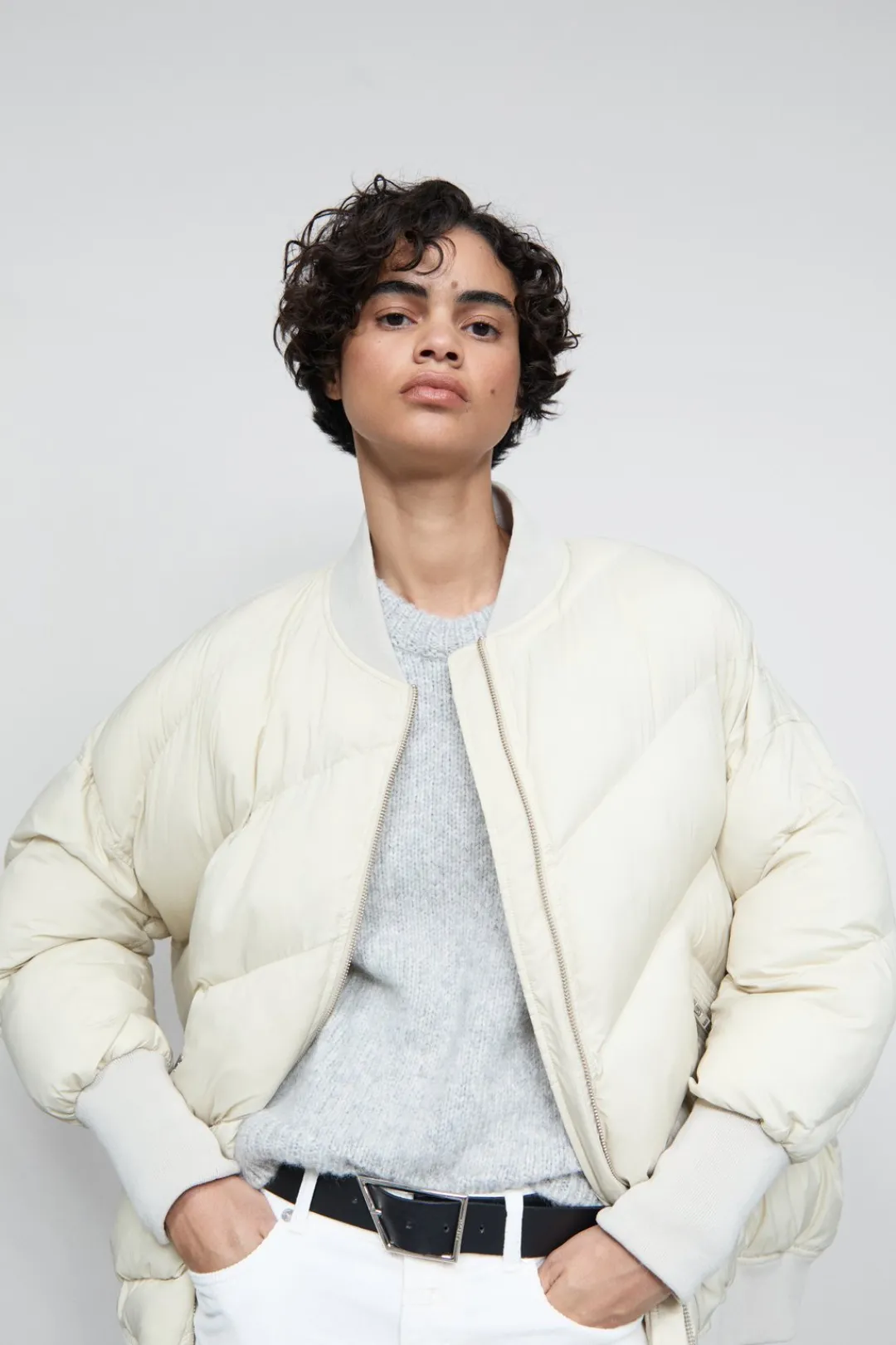 Closed Quilted bomber jacket Shortbread beige