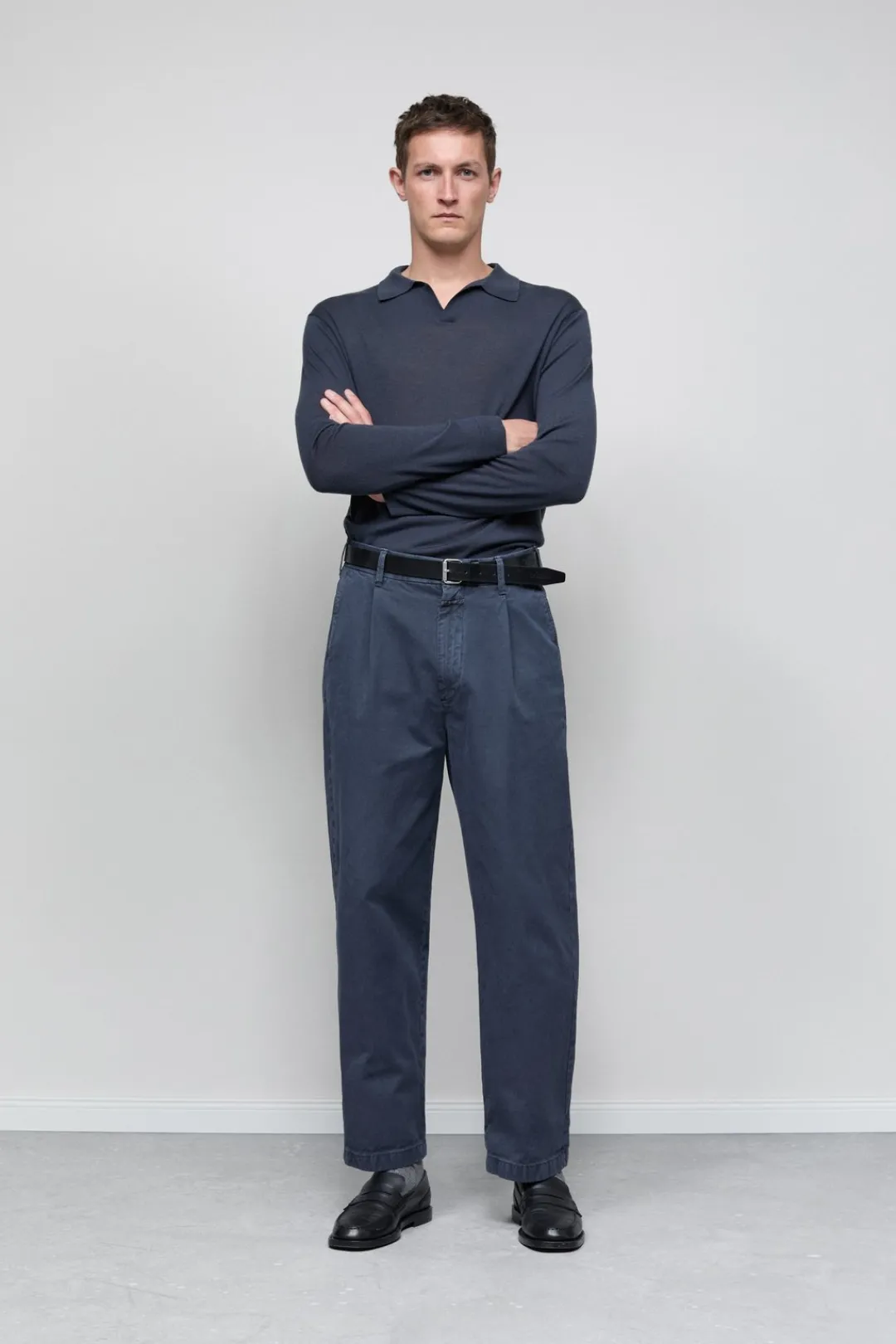 Closed Relaxed Pants - Style Name Blomberg Wide Smokey blue Sale