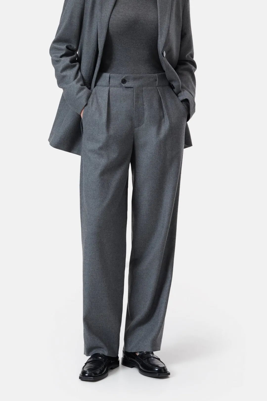 Closed Relaxed Pants - Style Name Mawson Dark grey melange New